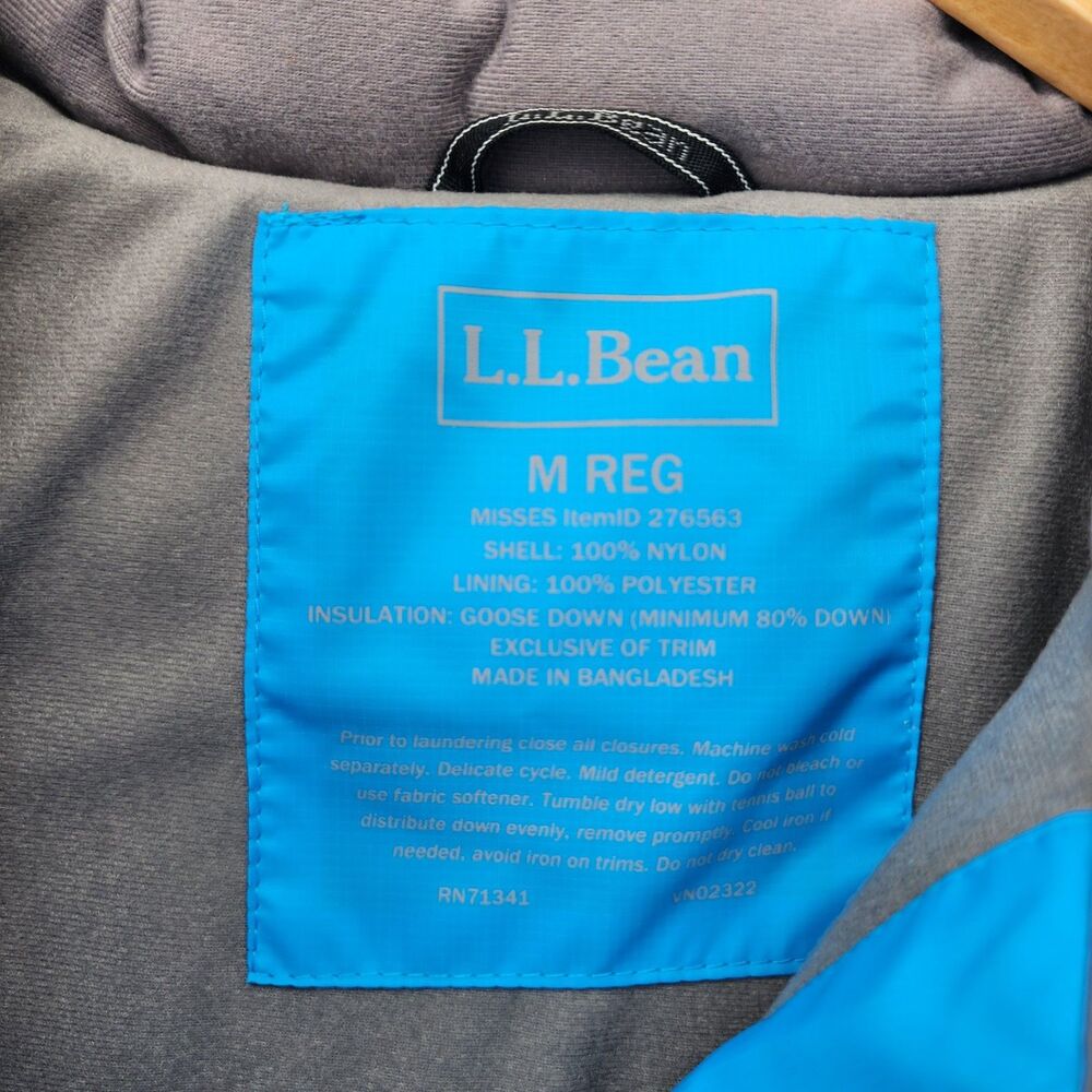 LL Bean Goose Down Puffer Vest Blue Womens Medium Athletic Gorpcore Zip Snap - Picture 5 of 16
